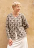 “Valentina” block-printed organic cotton cardigan (natural S)