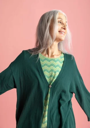 Cardigan in organic/recycled cotton - rainforest green