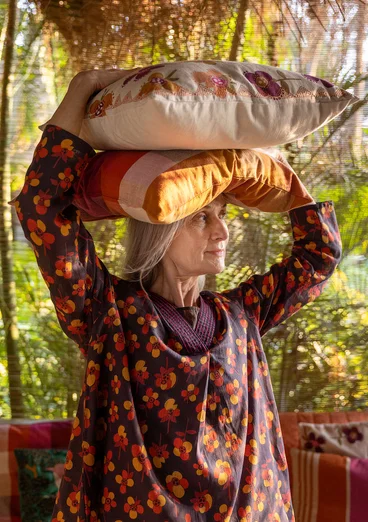 “Andes” cushion cover in organic cotton - henna