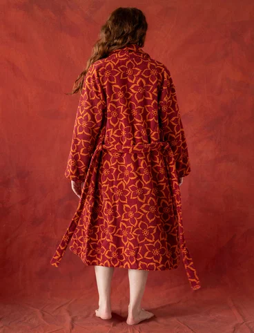 Robe de chambre "Stars" en éponge de coton biologique - cranberry