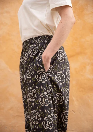 “Roza” woven pants in organic cotton - black umber