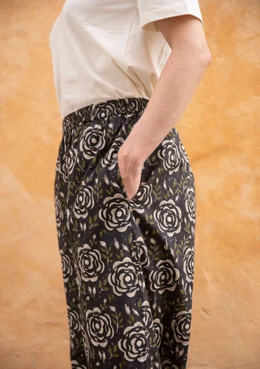 “Roza” woven organic cotton trousers - black umber