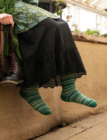 Chaussettes épaisses en laine d’agneau/laine recyclée - vert bouteille clair