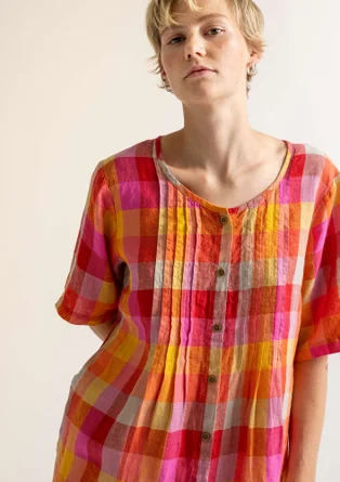 “Seraj” woven dress in linen - multicoloured