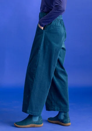 Organic cotton/elastane corduroy trousers - dark petrol blue