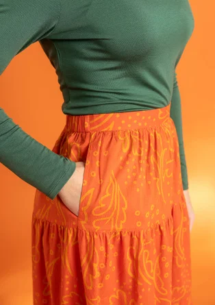 “Irma” woven ruffled skirt in organic cotton - chilli