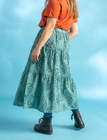 “Irma” woven ruffled skirt in organic cotton - aquamarine