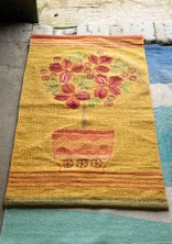 “Lemon Tree” rug in organic cotton - light ochre