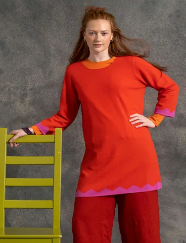 Tunic in wool/cashmere - lava red