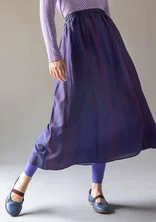 “Melody” woven skirt in organic cotton/silk - midnight blue