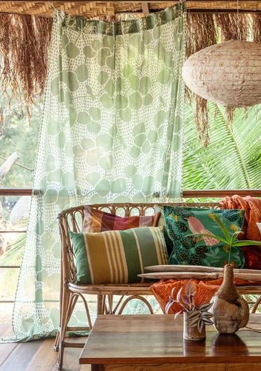 “Galapagos” curtain in organic cotton - dusty green