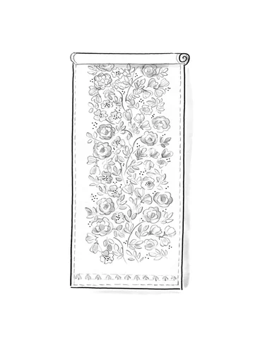 “Wild rose” linen/cotton runner - henna