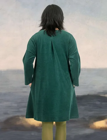 Velour dress in organic cotton/recycled polyester/spandex - bottle green