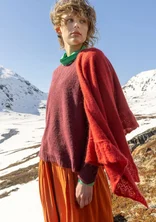 Gebreide sjaal "Forgetmenot" van alpacamix - papegaairood/gemêleerd