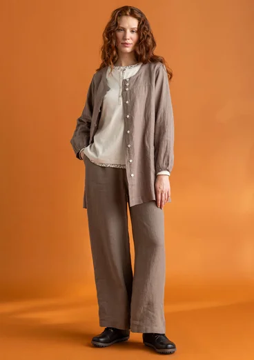 “Asta” woven linen trousers - light potato