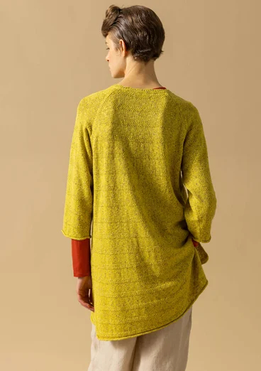 Linen/recycled cotton knit sweater - lime green