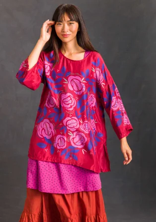 Bluse „Rose Garden“ aus Seide - moosbeere