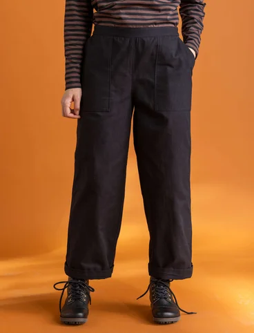 Woven organic cotton twill trousers - black