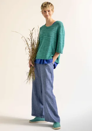 Sweater in linen/organic cotton - aqua green