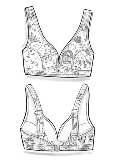 Brassière de bain "Pacific" en polyamide recyclé/élasthanne - noir/motif