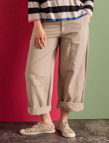 Pantalon en tissu de coton biologique/lin - naturel foncé