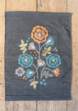 “Wild Rose” rug in organic cotton - dark ash grey