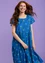 Geweven jurk "Floria" van biologisch katoen (mediterraan blauw S)