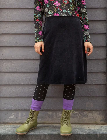 Solid-colour velour skirt made of organic cotton/recycled polyester - black
