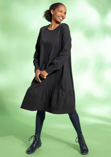 Jersey dress in organic cotton/linen - black