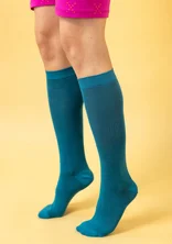 Knee-highs in organic cotton - dark petrol blue