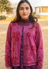 “Flow” cardigan in organic/recycled cotton - pink orchid