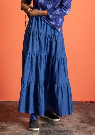 Woven cotton/silk skirt - indigo blue