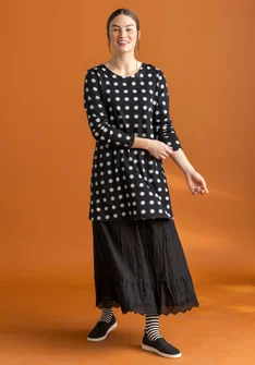 “Tyra” jersey tunic in organic cotton/modal - black/patterned