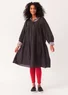 “Thea” woven organic cotton dobby dress (black S)