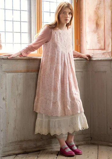 Robe "Elisabeth" en coton biologique/lin tissé - Rose poudré clair