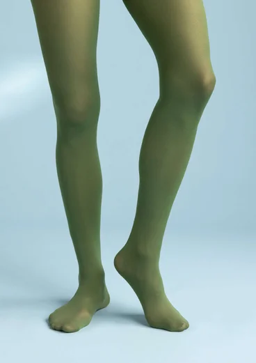 Solid-colour tights made from recycled polyamide - elm green