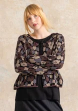 “Hillevi” floral cardigan in organic/recycled cotton - black