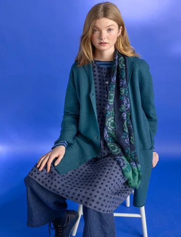 Knit blazer in felted organic wool - dark petrol blue