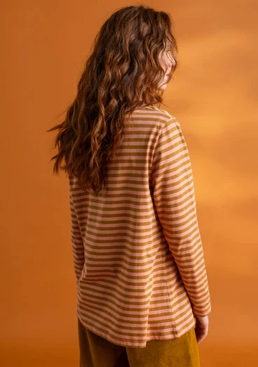 Essential striped top in organic cotton - curry/lily