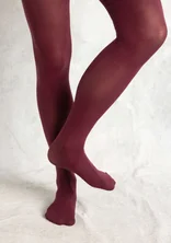 Solid-colored tights in recycled nylon - aubergine