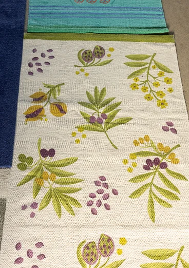 “Olives” printed hallway runner in organic cotton - asparagus