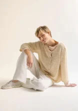 “Seraj” woven pants in linen - light ecru