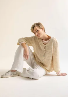 “Seraj” woven pants in linen - light ecru