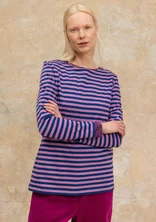 Striped long-sleeved top in organic cotton - hydrangea/indigo blue