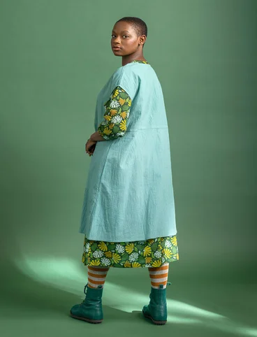 Vevd ermeløs kjole i økologisk bomull - akvamarin