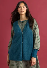 Knit waistcoat in an alpaca blend - dark petrol blue/melange