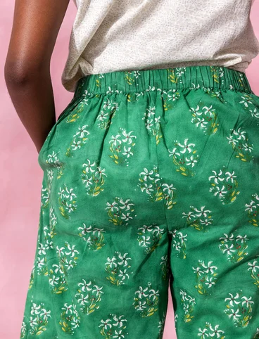 Vevd bukse «Jasmine» i økologisk bomull - basilikum