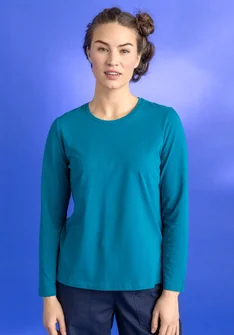 “Ylva” organic cotton/elastane jersey top - light petrol blue