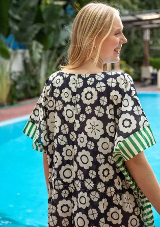 Caftan tissé "Sunlight" en coton biologique - noir