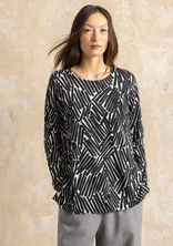 “Timmer” patterned top in organic cotton/modal - black